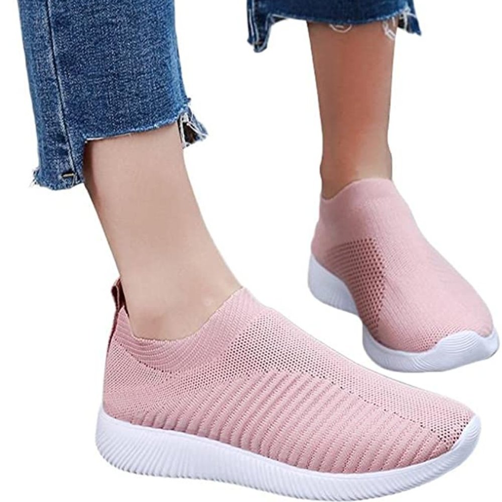 Women Casual Shoes Breathable Mesh Slip-on pink size 38